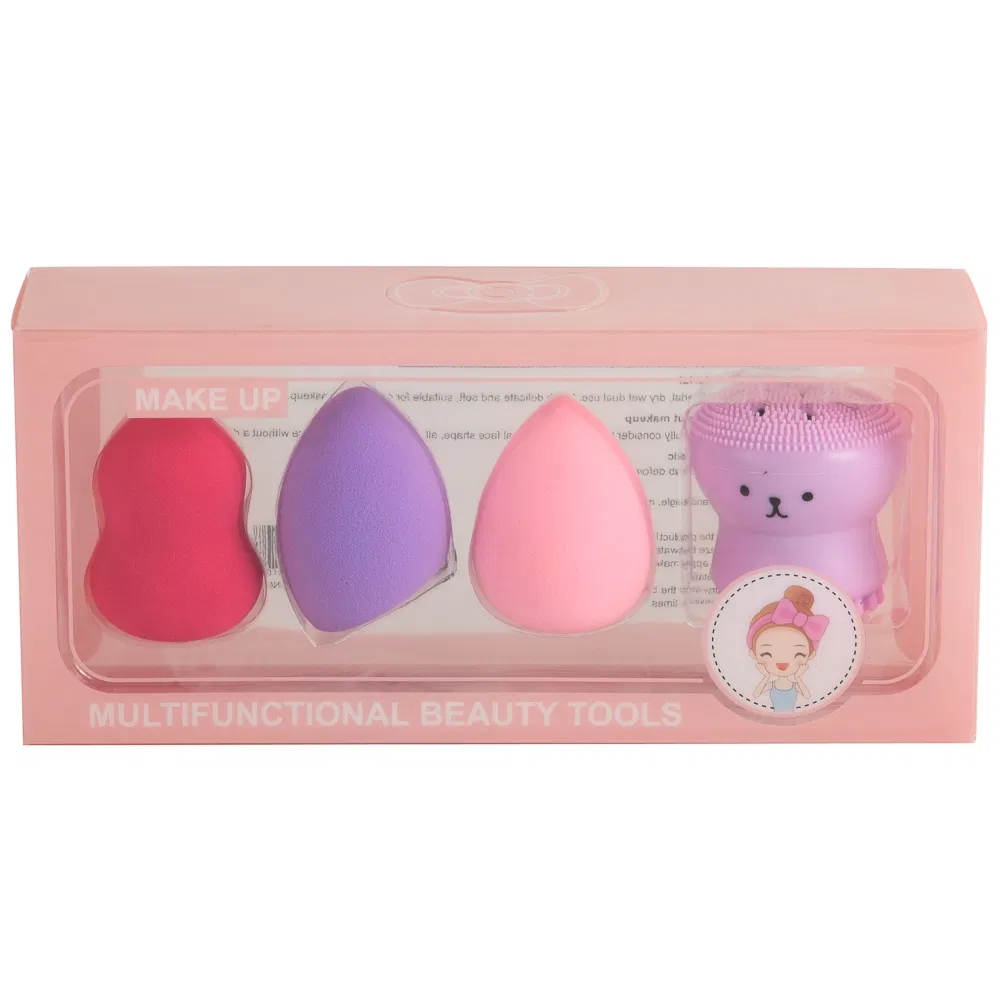 Factory Price Exquisite Packaging Beauty Blending Gift Set Pink Cosmetic Powder Non Latex Blender Puffs Holder Makeup Sponge