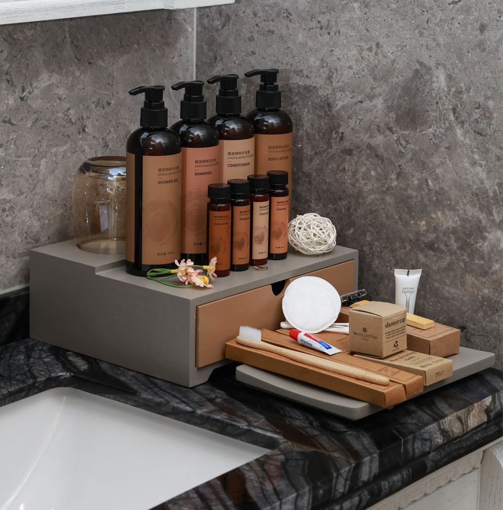 Sandalwood Essential Oil Body Wash Lotion Shampoo Conditioner Hotel Bath Products with Aloe Vera Ingredients and Shea Butter - Exclusive to Hotel Resort SPA
