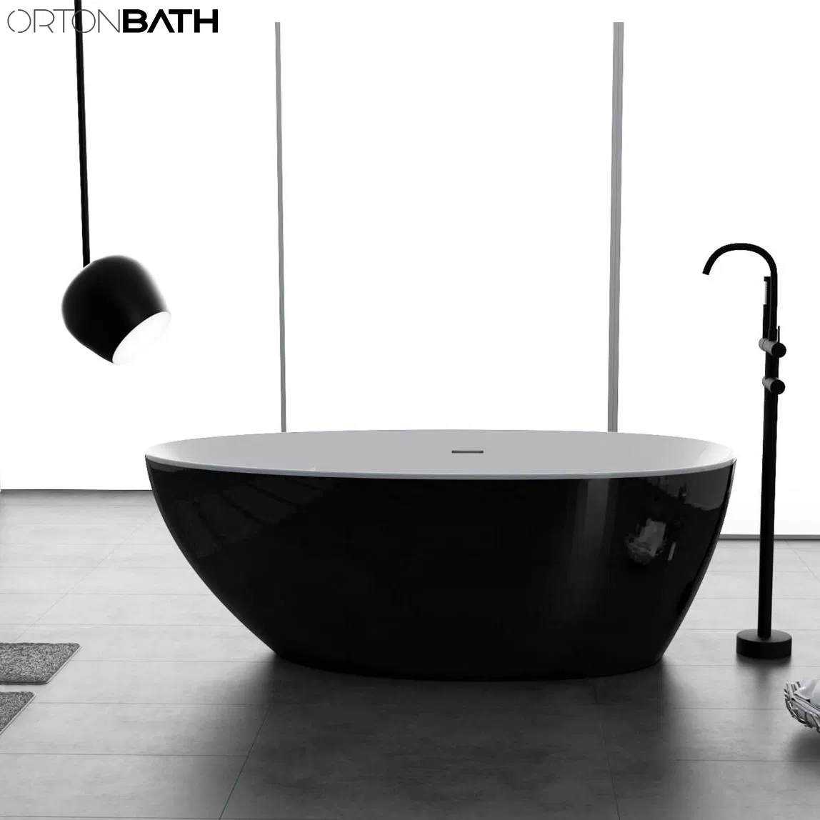 Акриловая ванна Ortonbath овальная черная с гидромассажем