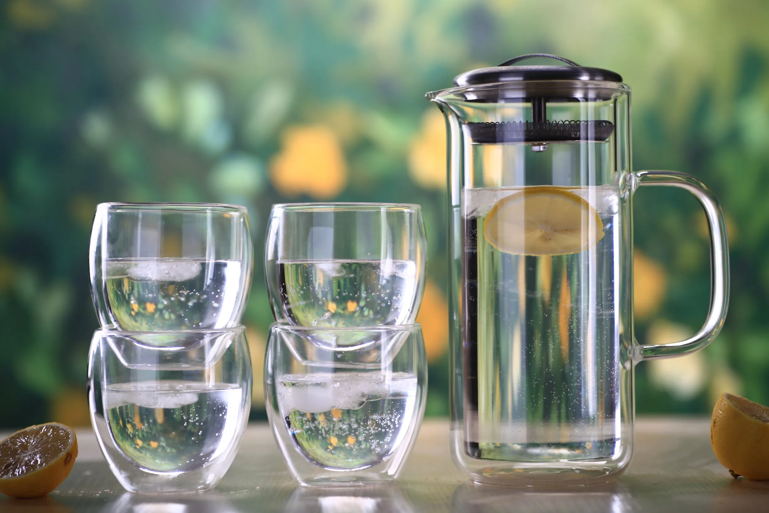 1100ml High Borosilicate Glass Water Drinking Carafe Jug with Stainless Steel Lid