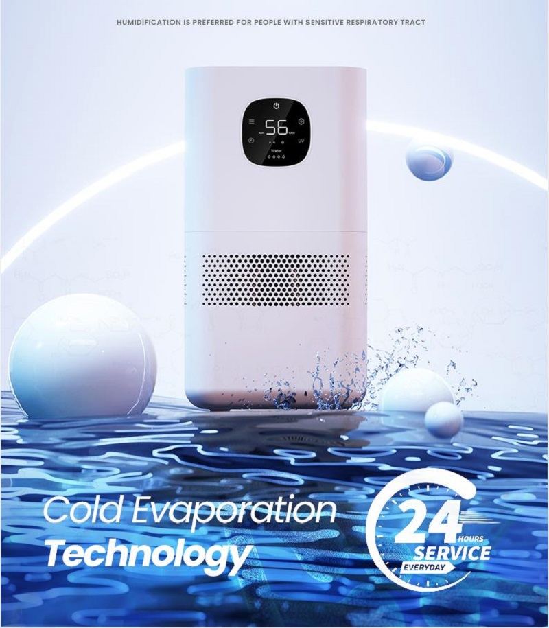 8L Top Filling Evaporative Humidifier HEPA UV Home Air Cleaner Purifier