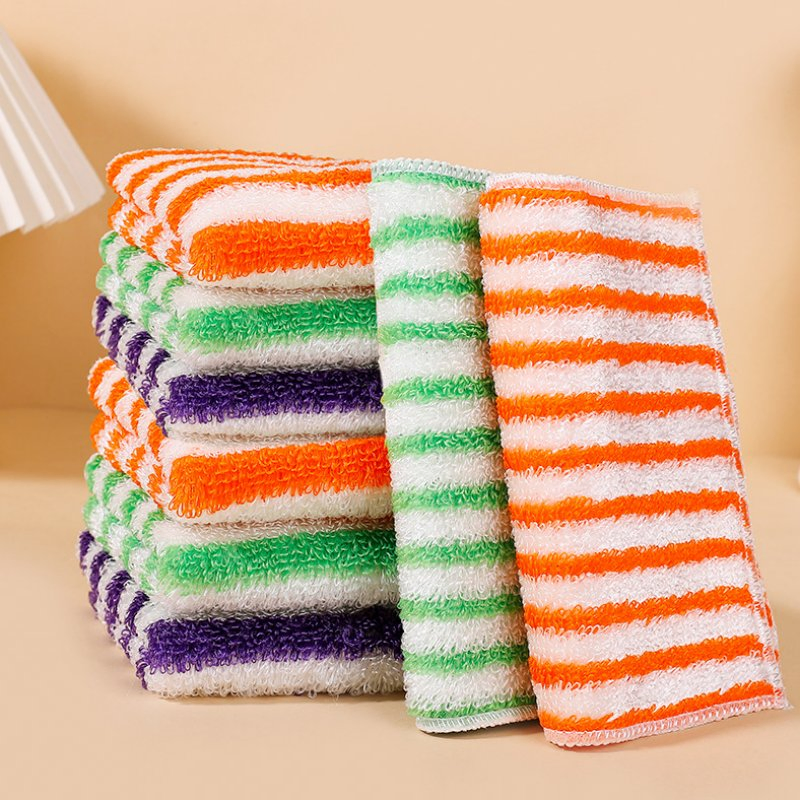 Premium Bamboo Fiber Striped Dishcloth for Kitchen Use