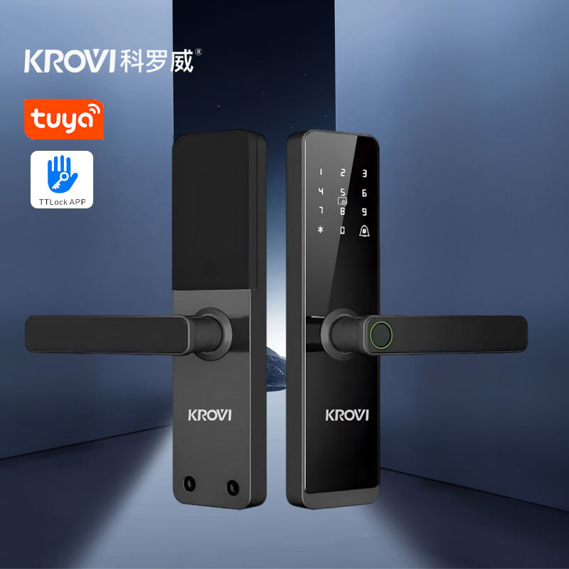 Smart Lock Aluminum Alloy Wood Semi-Automatic Fingerprint Password Code Recognition Wi-Fi Remote Control Smart Door Lock