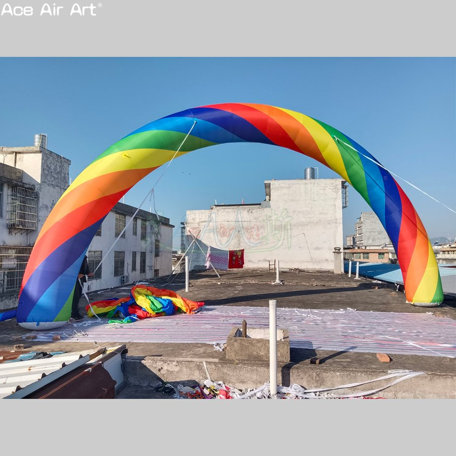 Custom Outdoor Exhibition Sports Advertising Rainbow Inflatable Half Round Arch with LED