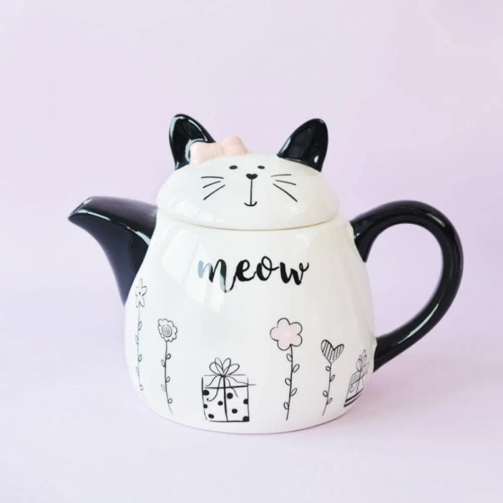 Unique Ceramic Cat Teapots Handmade Porcelain Animal Water Pots in Bulk