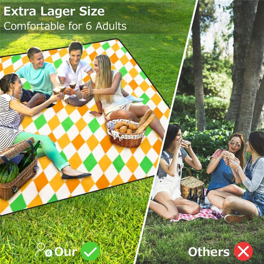 Picnic Blankets Extra Large Waterproof Foldable Picnic Mat with 3 Tier Water Sand Proof Material Portable Outdoor Picnic Blankets for Beach Camping Hiking