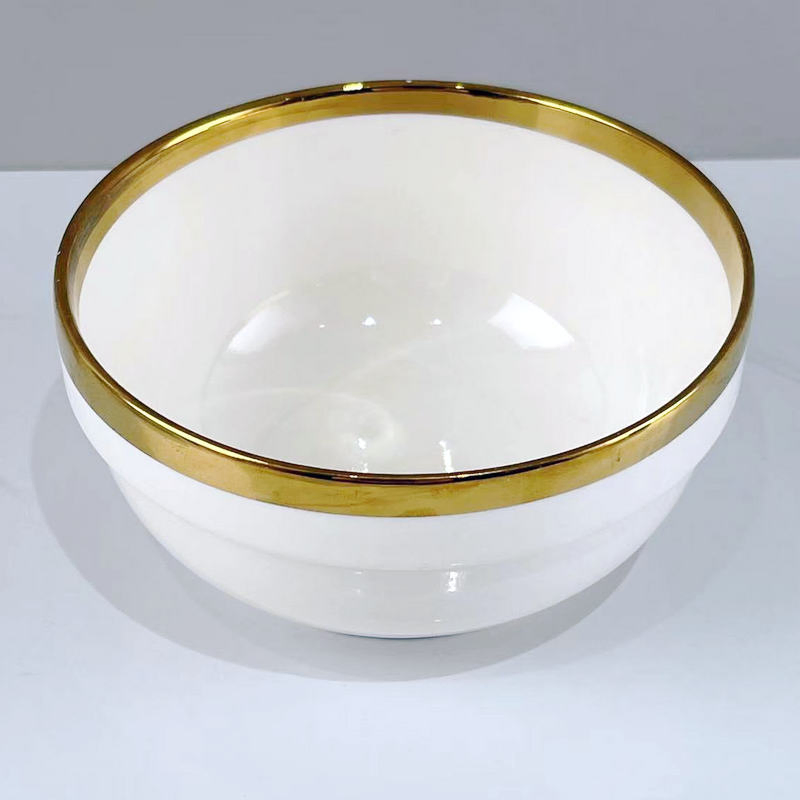 4/5/6/7/8 Inch Hb Bowl with Golden Line Porcelain Ceramics Tableware