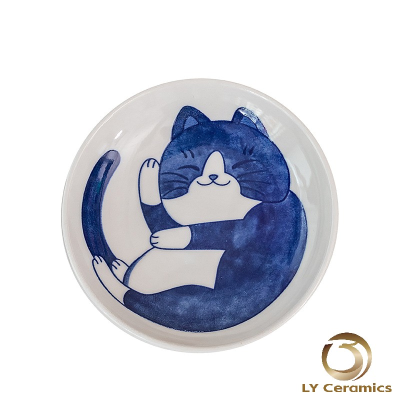 4.25"Saucer Soup Plate Pad Printing Cute Cat Porcelware Hotelware Ceramic Tableware