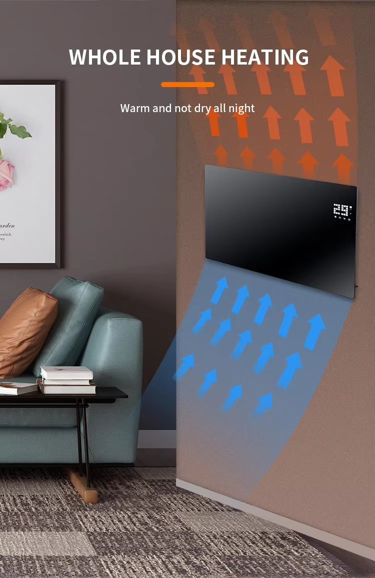 2024 New Style Touch Screen Remote Control Wall Mounted Glass Convector Heater