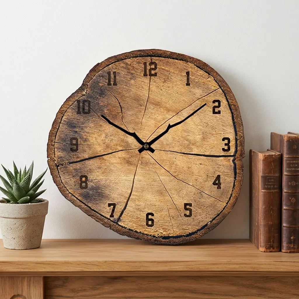 Wooden Tree Clock Decorative Wall Clock