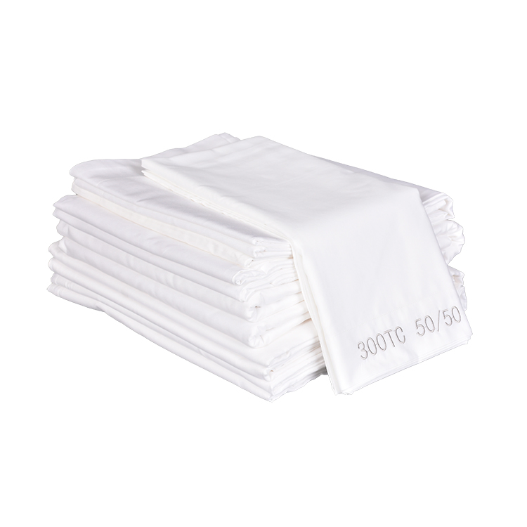 Hotel White 50 Cotton 50 Polyester Queen Bed Sheet Set