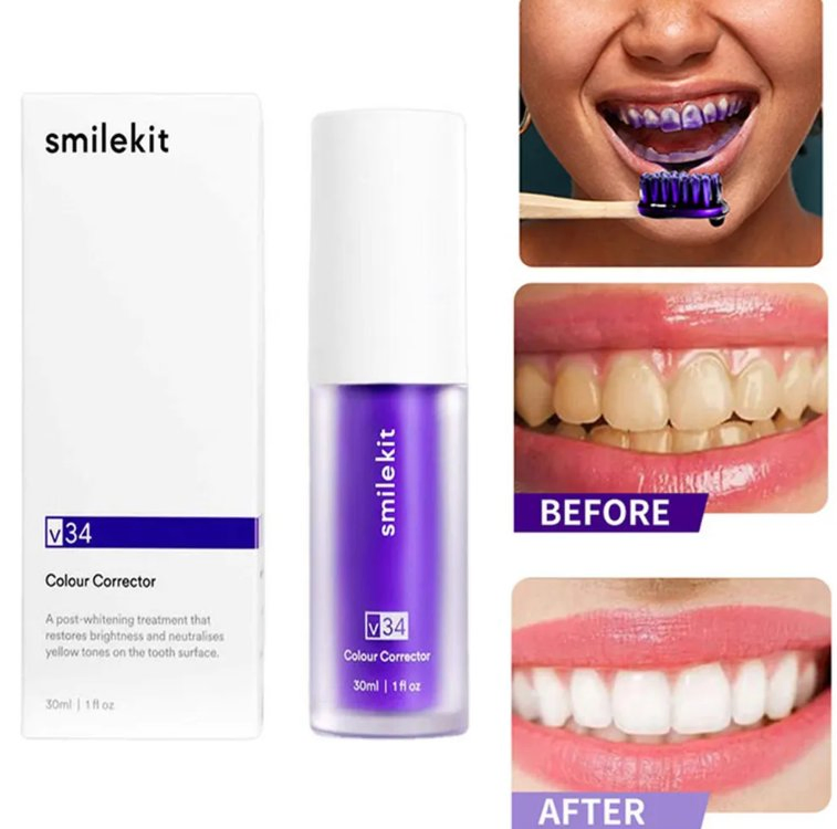 Online Wholesale and Retail V34 Purple Safe Teeth Whitening Toothpaste Teeth Cleaning Remove Yellow Stains Fresh Breath Toothpaste Dental Care Products