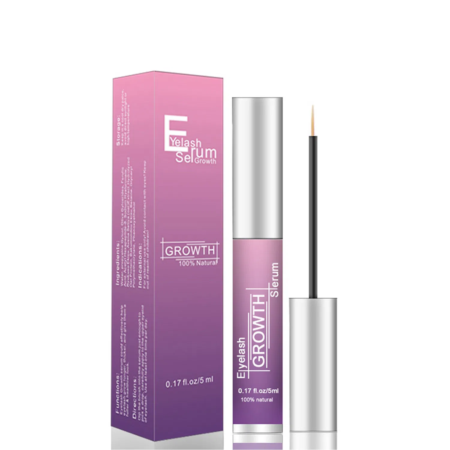 Vegan Organic Eyelash Enhancer Custom Logo Private Label Nourishing Liquid Natural Eye Lash Growth Castor Oil Grow Lashes Serum