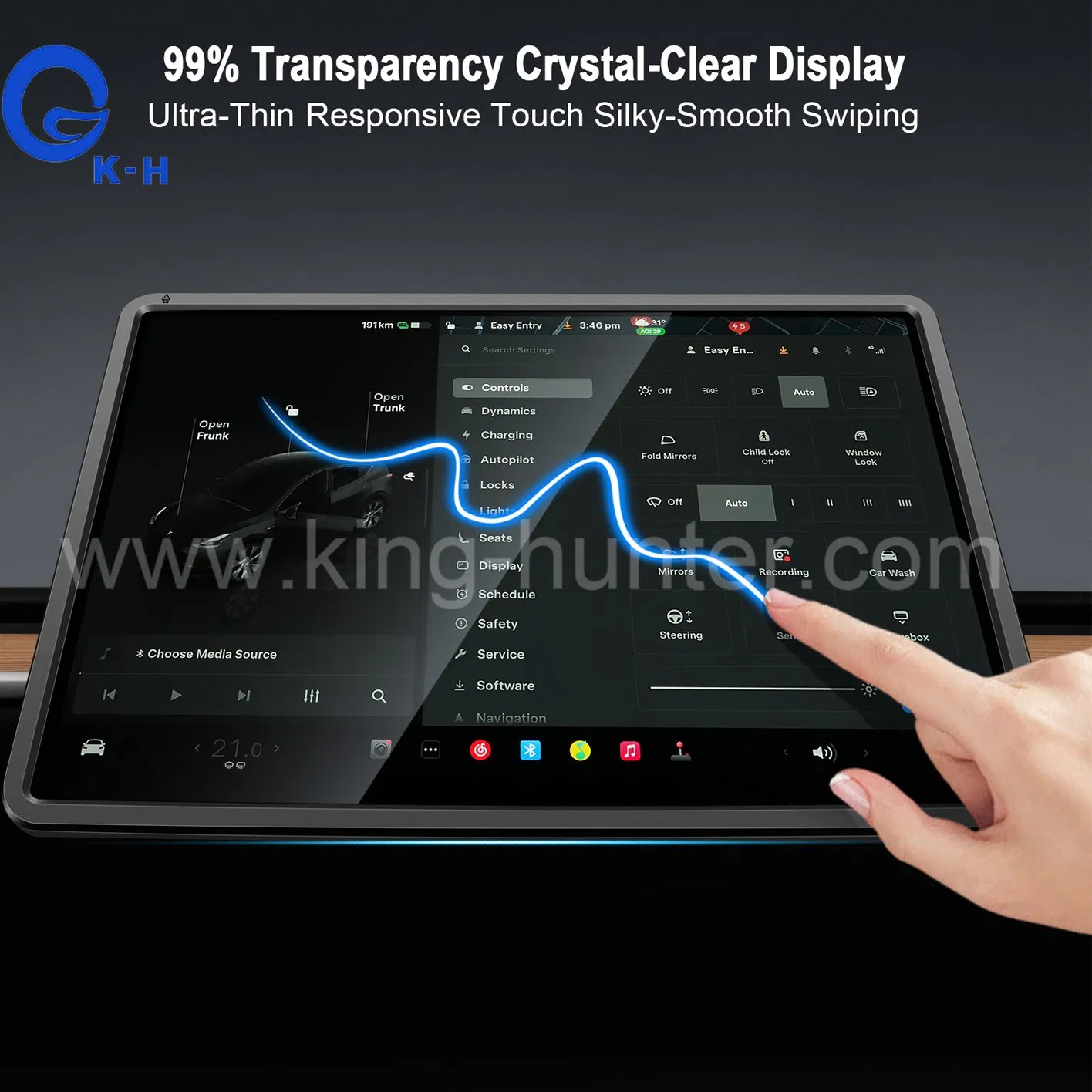 Control Touchscreen Protector Car Navigation Tempered Glass Anti-Scratch for Model 3 / Y