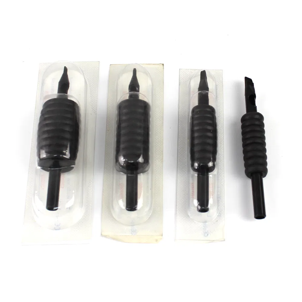 One Inch 25mm Black Rubber Disposable Tattoo Grips with Transparency Tip