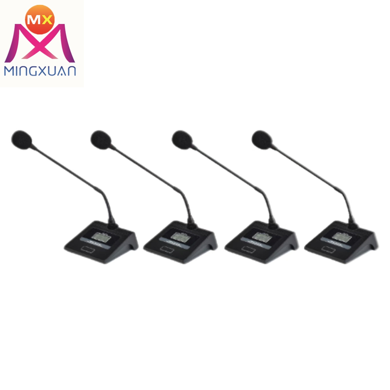 Long Range Auto UHF Dynamic Wireless 4-Channel Microphone System Desktop Cordless Gooseneck