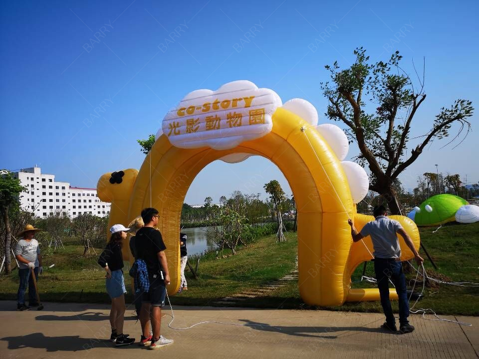Outdoor Commercial Event Advertising LED Lighted Animal Shape Inflatable Arch