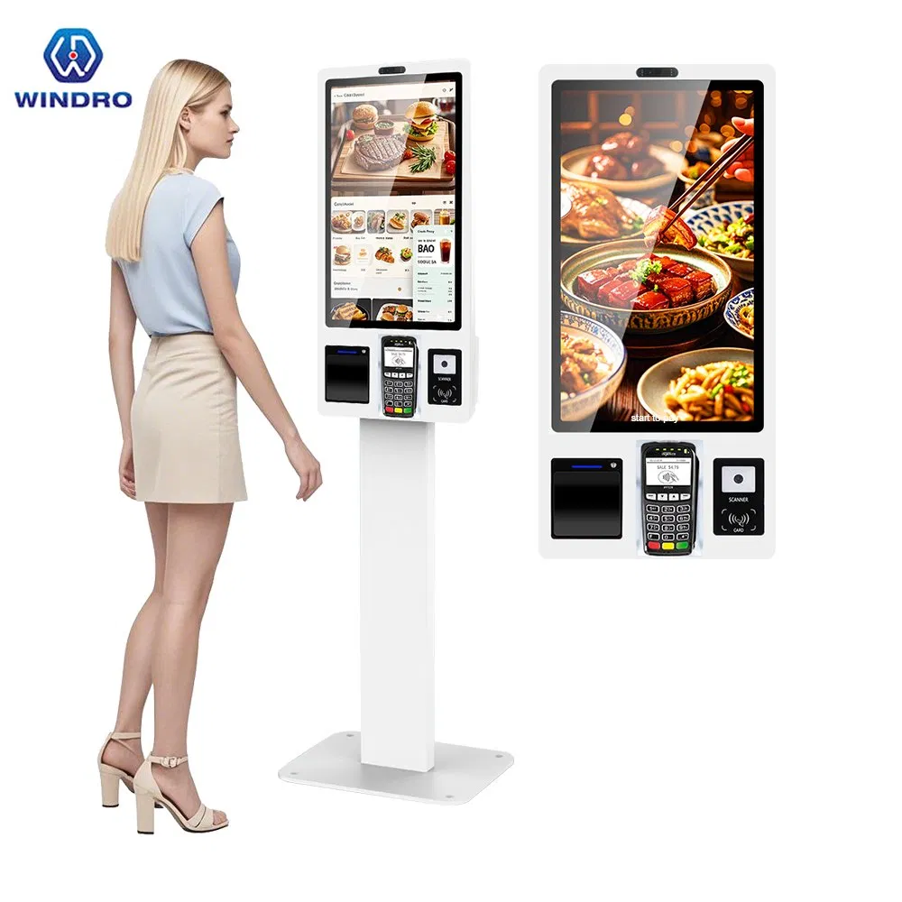 Qr Code NFC POS Terminal Full HD LCD Display Restaurant Food Ordering 21.5''23.8'' Android 14 OS Payment Self Service Self-Checkout Kiosk