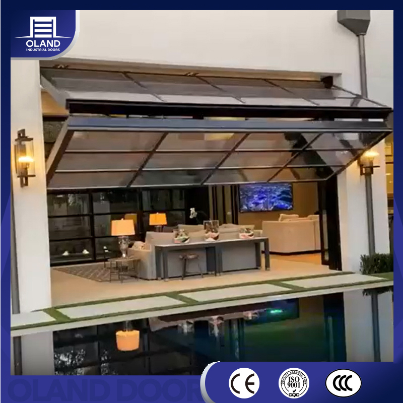 Modern Smart Home Full View Aluminum Automatic Bifold Garage Doors Electric Vertical Folding Garage Doors