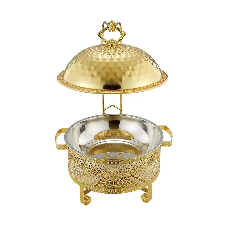 Factory Wholesale Gold Chafing Dish Buffet Set Stainless Steel Catering Food Warmer for Parties Weddings Dinners