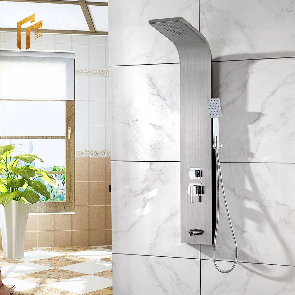 Factory Direct Price Bathroom UK Amazon Good Price Satinless Steel Wall Mount Brushed Satin Shower Panel System