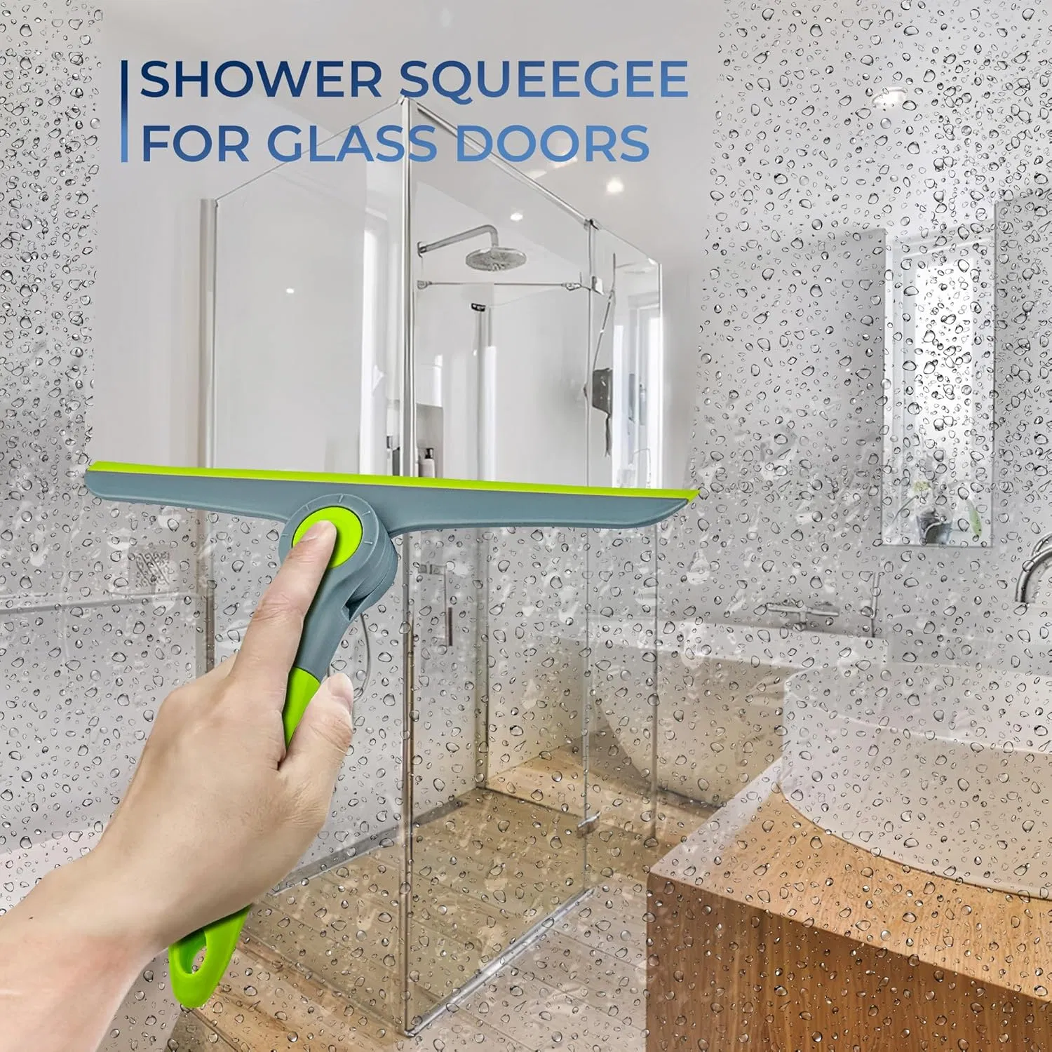 Green with Grey Squeegee for Glass Doors, Squeegee for Window Cleaning, All Purpose Window Cleaner Tool for Car Squeegee