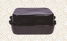 2.5L/4L/6L/11L Enamel Deep Fryer Sour Casserole Phtato Pot Turkey Roast Pan with Enamel Metal Cover and Stainless Steel Rack