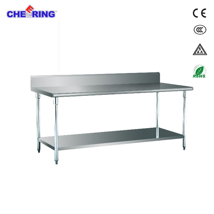 Cheering Withing Splashback &Under Shelf Commercial Stainless Steel Corner Worktable