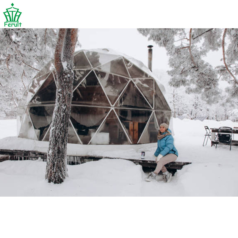 6m Insulation Layer Geodesic Dome Glamping Tent for Winter Camping