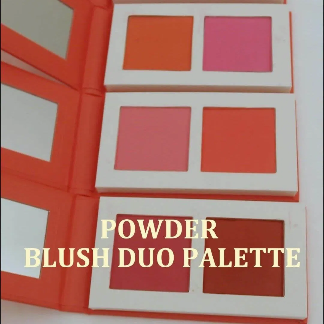 Custom Logo Vegan Best Pressed Powder Long Lasting Red Cheeks Cream Two-Tone Blush Palette for Face