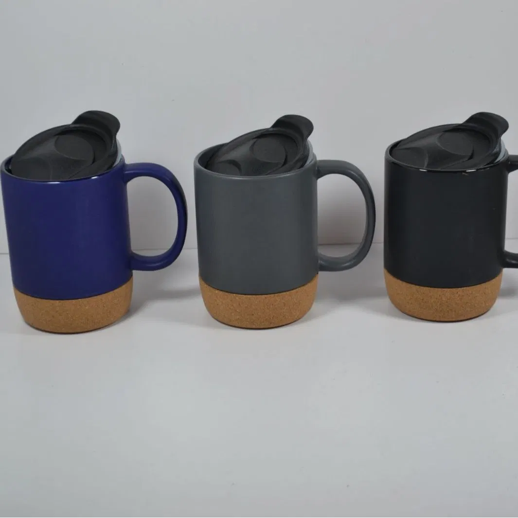 Керамическая кружка 11oz для сублимации с пробковым дном и крышкой