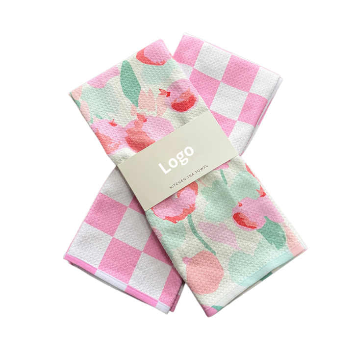 Premium Design 24 X 16 Inch Waffle Weave Microfiber Kitchen Dish Towels Absorbent Tea Towels