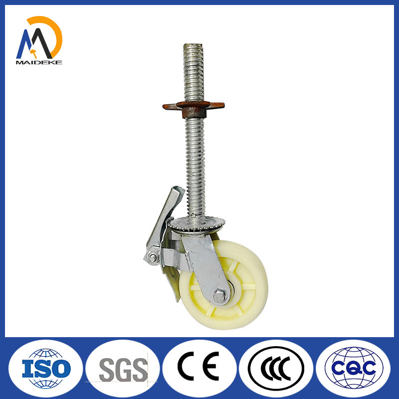 Medek 6/8 Inch Quick-Install Adjustable Threaded Rod Scaffolding Casters / Heavy Duty Swivel Bearing Scaffolding Casters / Nylon Swivel Wheels