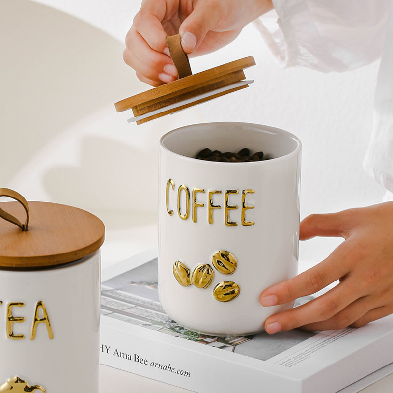 Ceramic Sugar Canister - Airtight Storage Container with Seal-Tight Lid