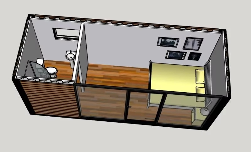 One Stop 20FT Ready Cabin Prefabricated Modern Villa Shipping Life Modern Glass Modular Kitchen Bathroom Affordable Container House