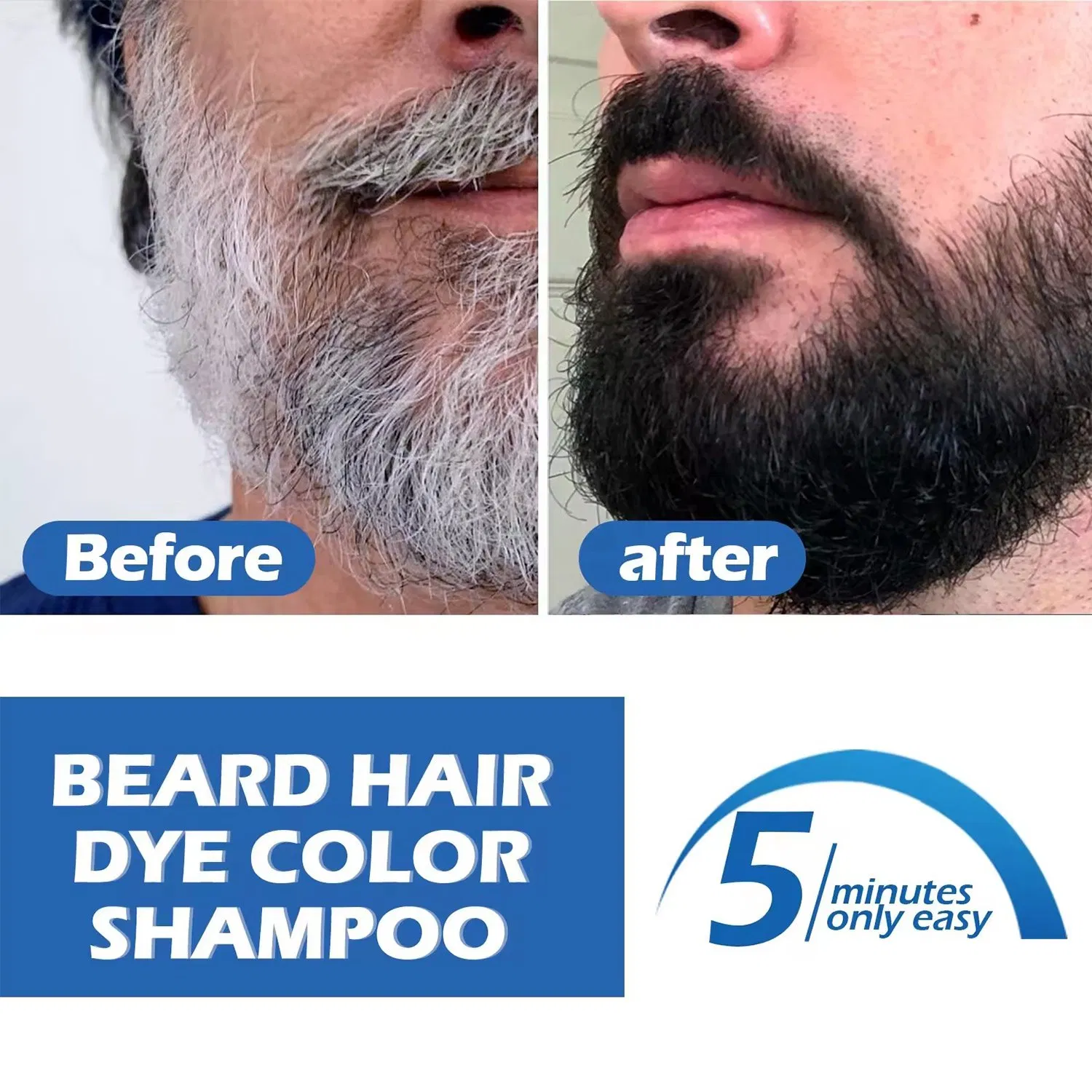 Easy Use Men's Moustache Beard Hair Dye Color Black Shampoo