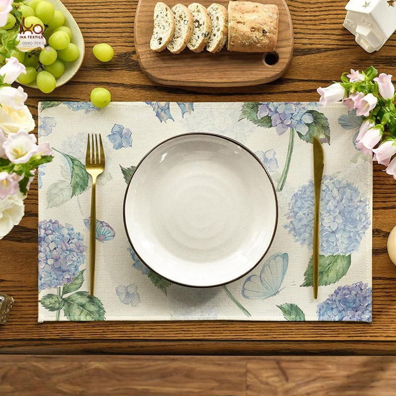 Thanksgiving Printable Washable Floral Leaf Non Slip Restaurant Table Kids Custom Design Linen Placemat for Glass