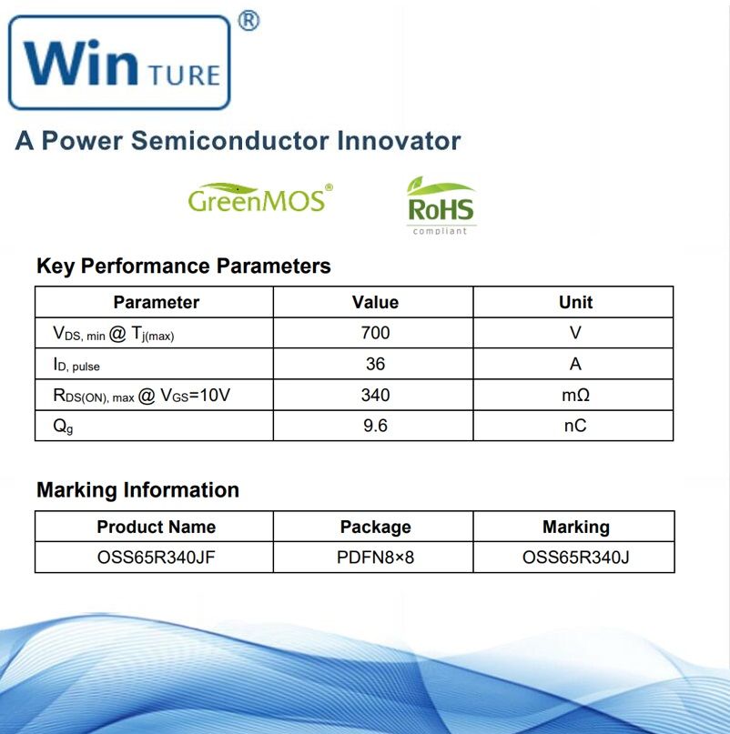 Third Generation Super Si Semiconductor 1/3 Cost of The Gallium Nitride (GaN) Device in High Frequency Operations Super Si Oss65r340jf Pdfn8 X 8 Mosfet