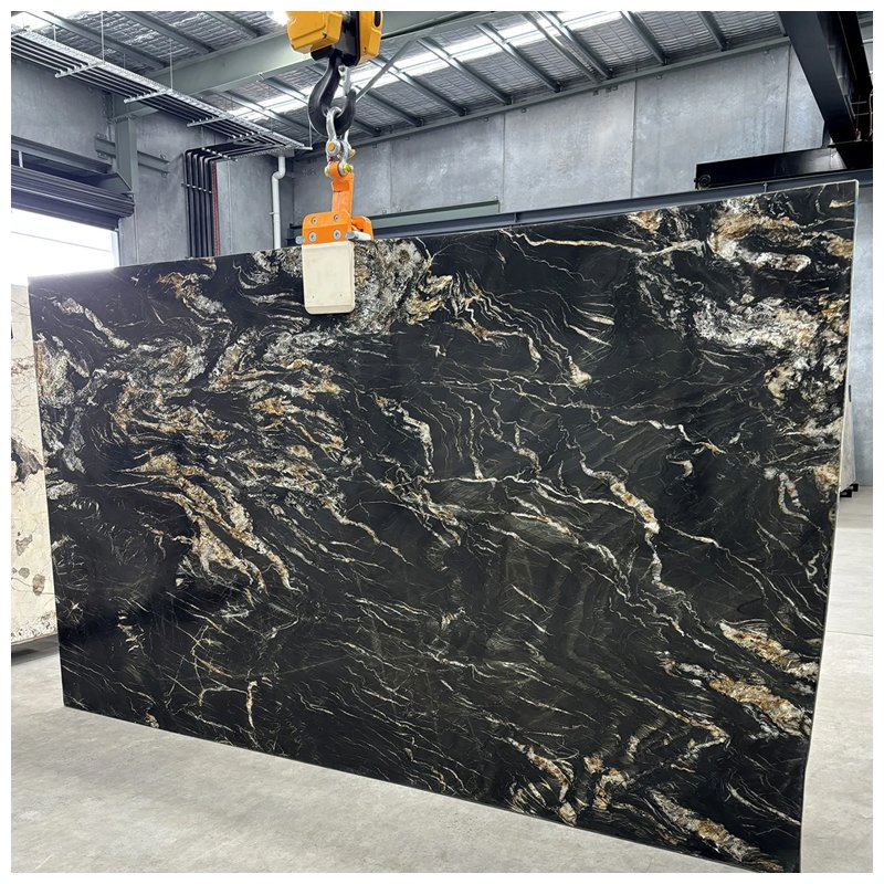 Luxury Brazilian Belvedere Black Gold Quartzite Slabs