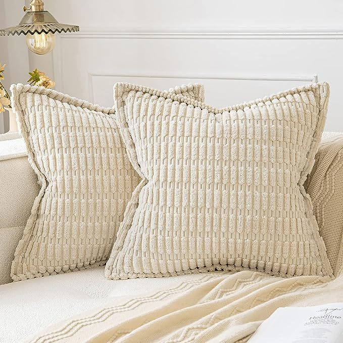 Corduroy Pillowcase Pure Color Simple Square Cushion Home Sofa Sleeping Pillow Case with Texture Decoration