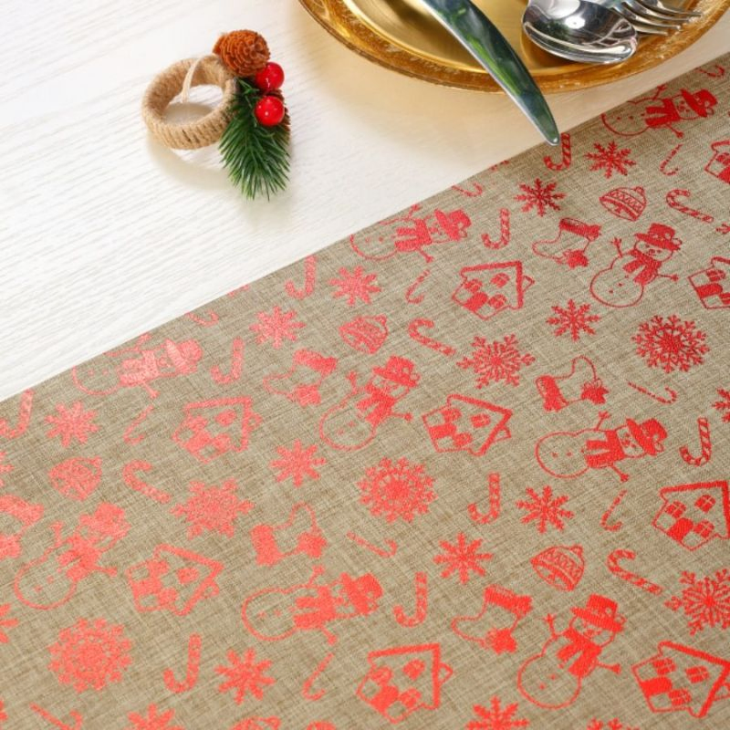 Gold Foiled Christmas Party Decoration Home Ornaments Fabric Table Cloth Printed Table Clothes Metallic Tablecloth