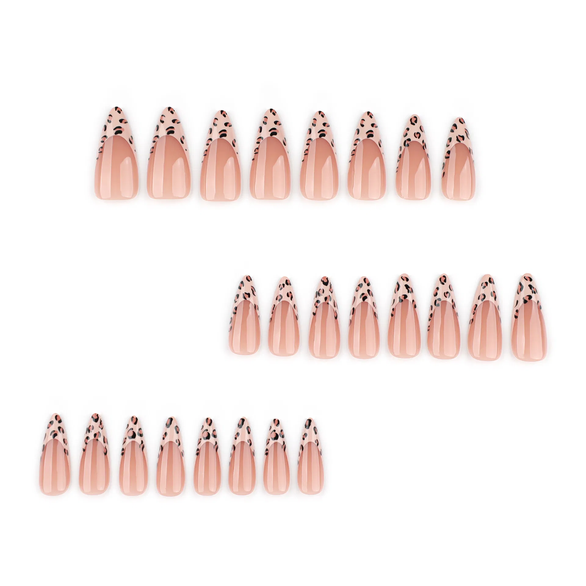 Press on Nails Wearable Nail Art Nail Pieces Wholesale Short Almond Nails False Nails French Leopard Print Nail Sheets