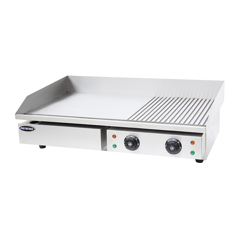 Stainless Body 1/3 Grooved Electric Teppanyaki Griddle for Restaurant