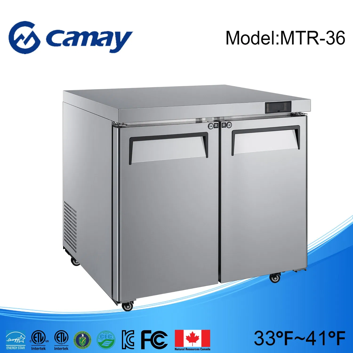 Commercial Food Trailer Undercounter Work Table Cooler Refrigerator with ETL