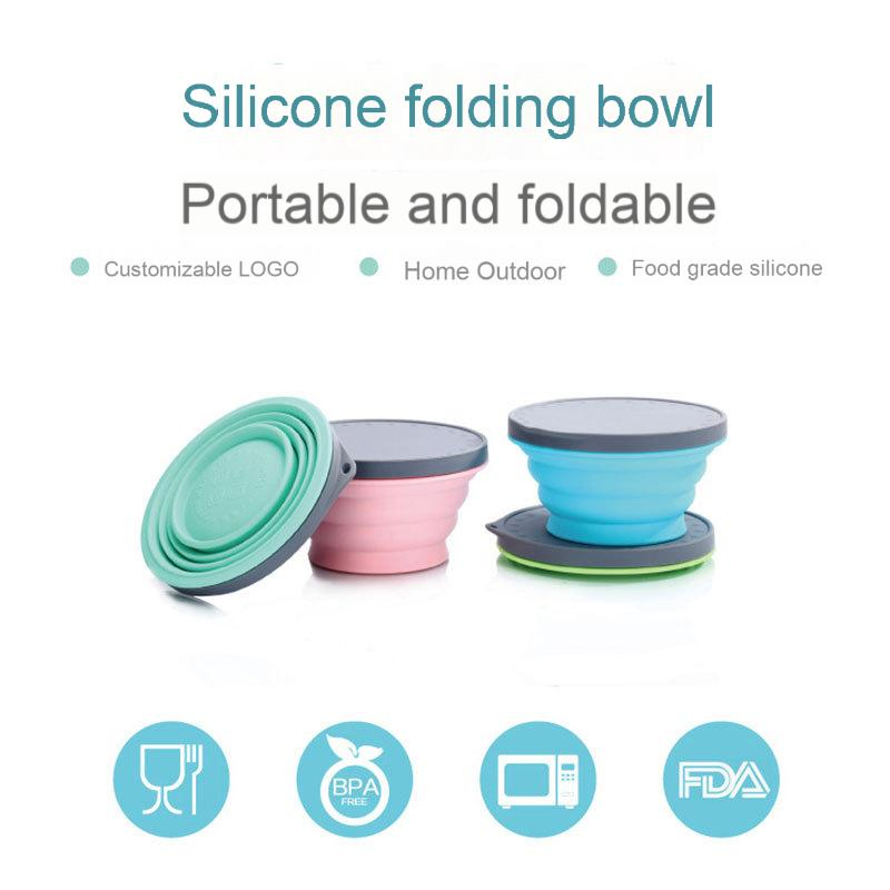 Silicone Folding Bowl, Travel Outdoor Tableware with Lid, Collapsible Instant Noodle Bowl 500ml - 1000ml