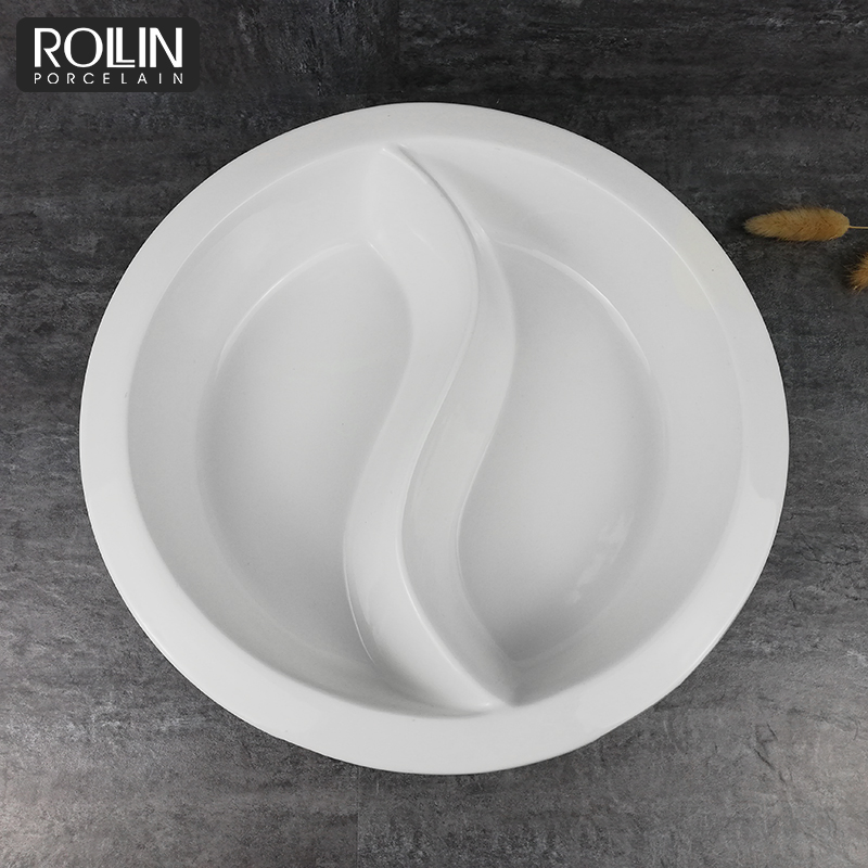 High Quality Divided Round Deep Buffet Ceramic Plates