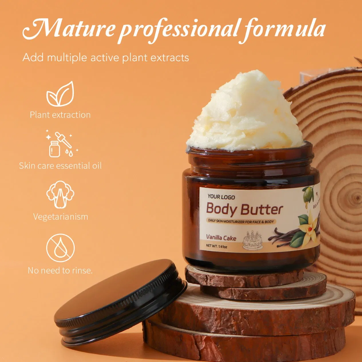 Premium Natural Vegan Friendly Hydrating Skincare Cream with Shea and Cocoa for Smooth Radiant Skin Body Butter