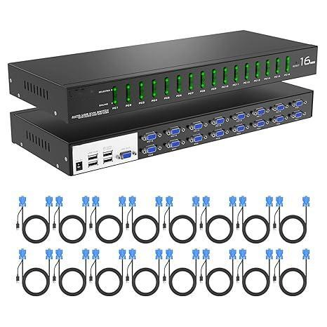 16-портовый KVM-коммутатор VGA с аудио и горячими клавишами