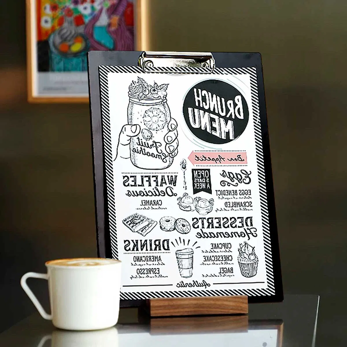 Customized Logo Wood Menu Clipboard for Restaurant Advertising Menu Display Board Holder