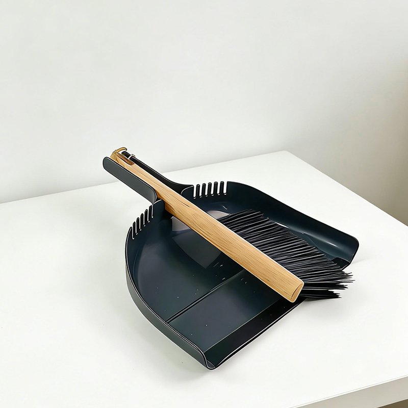 Mini Desktop Broom and Dustpan Set with Wooden Handle - Portable Small Cleaning Brush for Desk, Countertop & Pet Hair